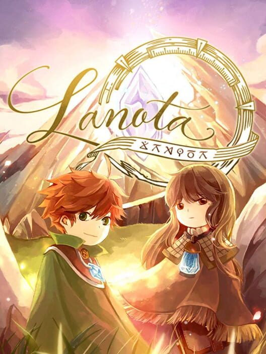 Copertina del videogioco Lanota, con i due protagonisti e motivi musicali dai toni pastello