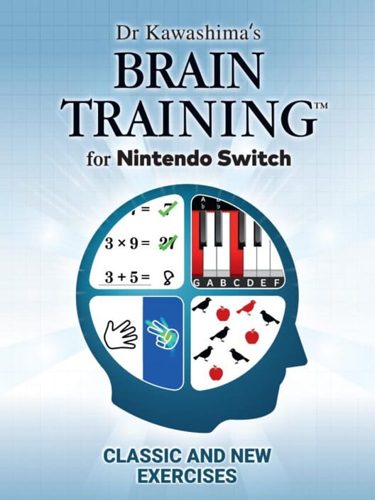 Copertina ufficiale del videogioco Brain Training del Dr. Kawashima per Nintendo Switch
