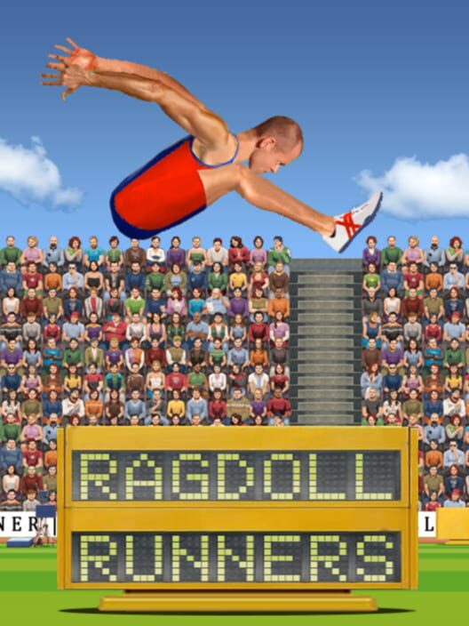 Copertina del videogioco Ragdoll Runners, con corridori ragdoll in pose dinamiche su una pista di atletica