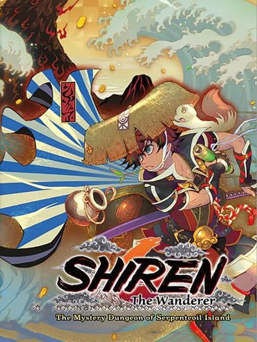 Copertina ufficiale del videogioco Shiren the Wanderer: The Mystery Dungeon of Serpentcoil Island.