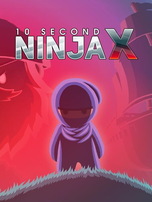 Copertina del videogioco 10 Second Ninja X, con un ninja stilizzato e fondali dai colori accesi