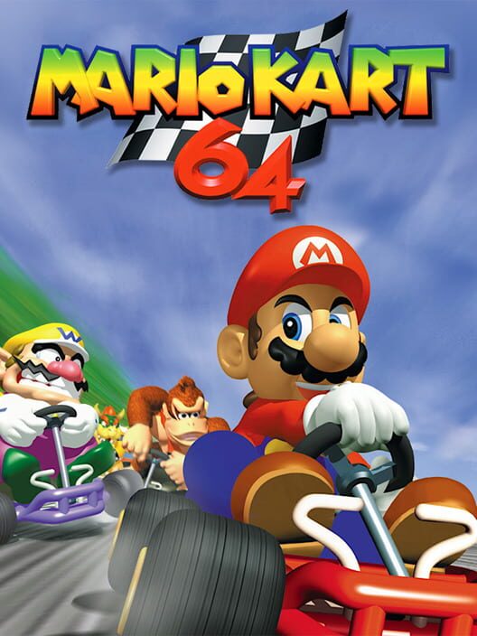 Immagine ufficiale di copertina del videogioco Mario Kart 64.
