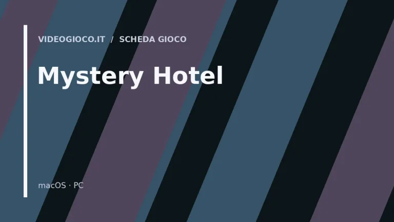 Copertina di Mystery Hotel realizzata con visual grafico originale Videogioco.it.