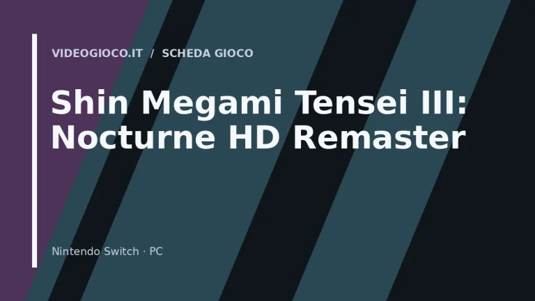 Visual grafico originale Videogioco.it realizzato per la scheda del gioco Shin Megami Tensei III: Nocturne HD Remaster.
