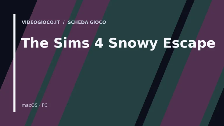 Copertina del gioco The Sims 4 Snowy Escape con visual grafico originale di Videogioco.it