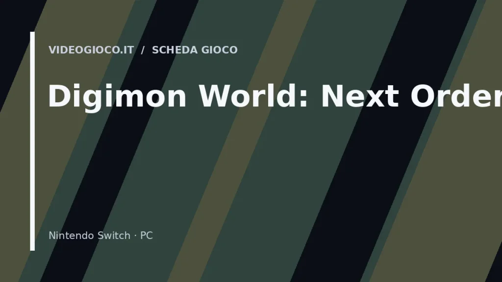 Visual grafico originale di Videogioco.it realizzato per il gioco Digimon World: Next Order.