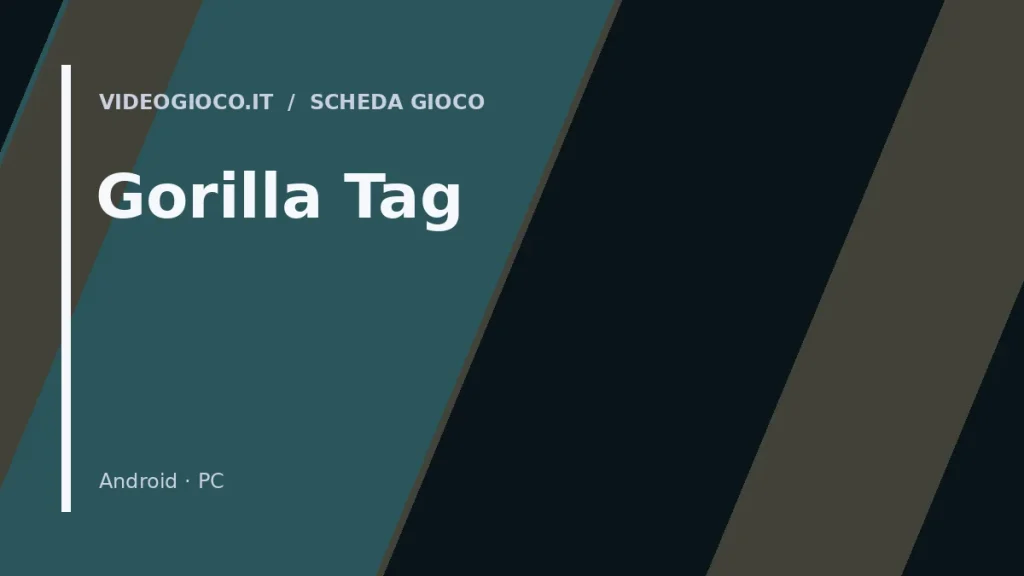 Visual grafico originale di Videogioco.it dedicato al gioco Gorilla Tag.