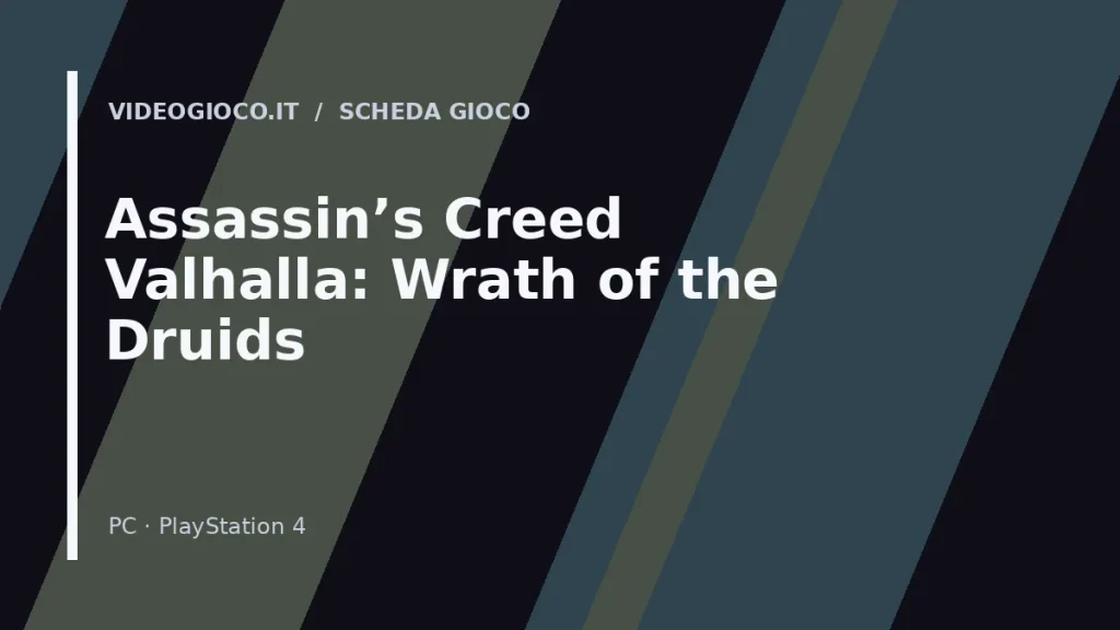 Visual grafica originale di Videogioco.it utilizzata come copertina per il gioco Assassin's Creed Valhalla: Wrath of the Druids