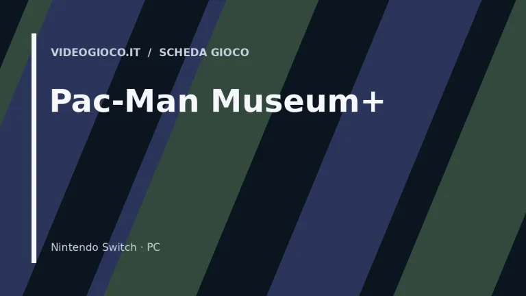 Visual grafico originale Videogioco.it per la scheda del gioco Pac-Man Museum+.