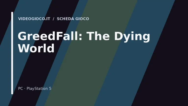 Copertina del gioco GreedFall: The Dying World realizzata con visual grafico originale di proprietà di Videogioco.it.