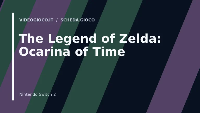 Copertina del gioco The Legend of Zelda: Ocarina of Time con visual grafico originale di Videogioco.it