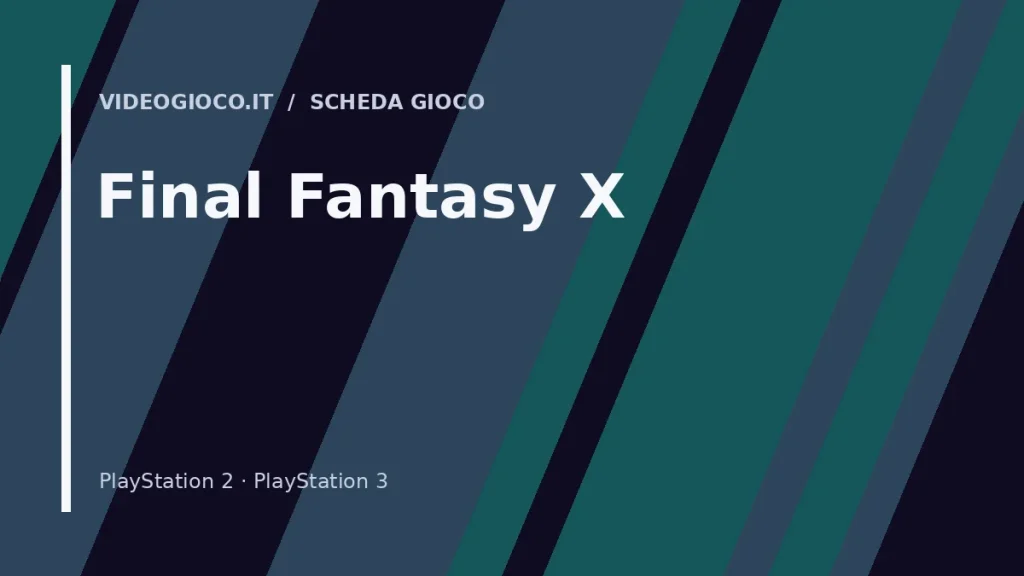 Copertina del gioco Final Fantasy X con visual grafico originale di Videogioco.it
